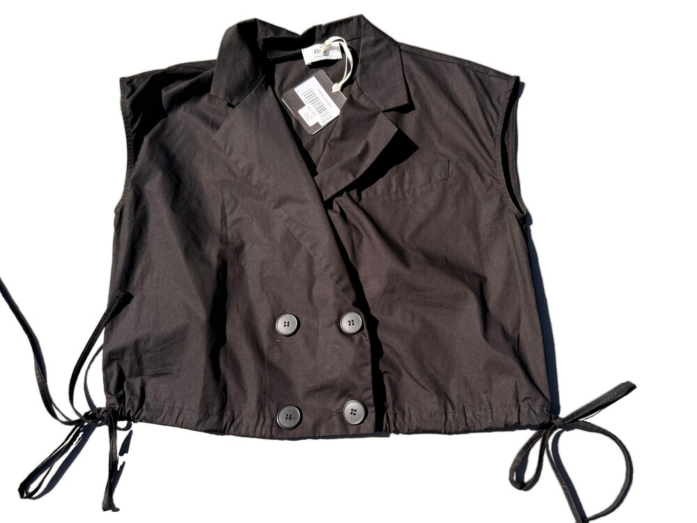 B.Yu Black Sleeveless Double Breasted Vest Made in Italy - Size S